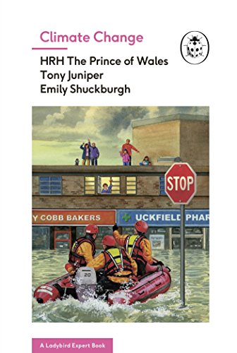 "Book cover showing people in a flooded street with rescuers in a red inflatable boat."