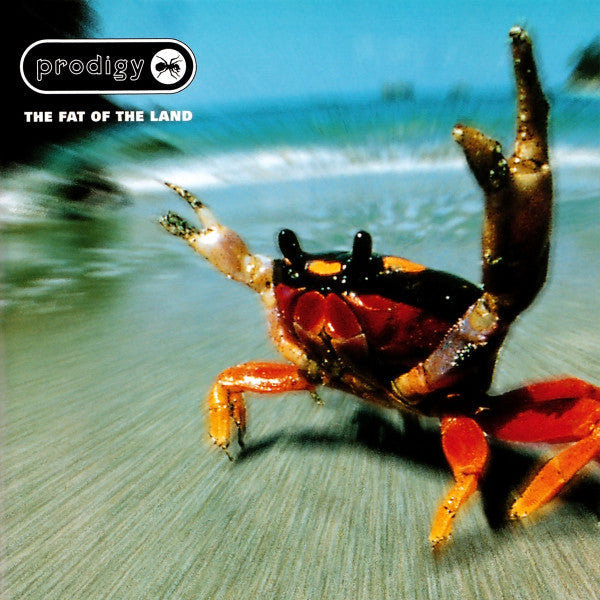 Album cover for The Prodigy's "The Fat of the Land" featuring a crab.