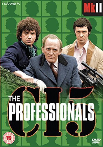 "The Professionals CI5" DVD cover featuring three men against a green grid background.