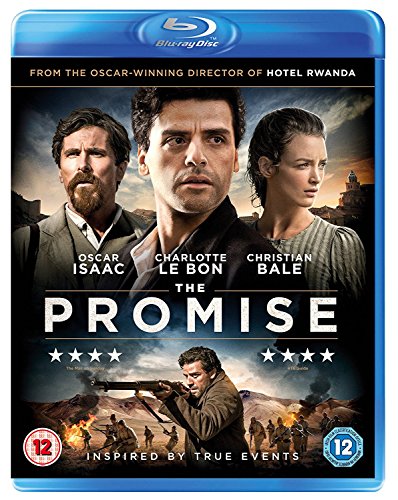 "Blu-ray case for 'The Promise' with actors' images and war scene on cover."