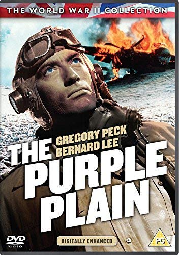 DVD cover for "The Purple Plain" featuring Gregory Peck in a pilot's uniform.