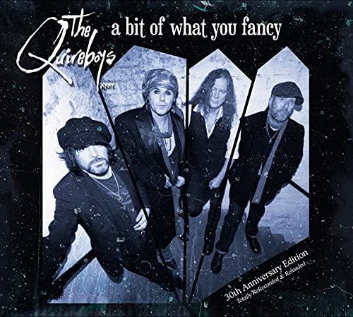 CD cover for The Quireboys’ “A Bit Of What You Fancy,” featuring four men.