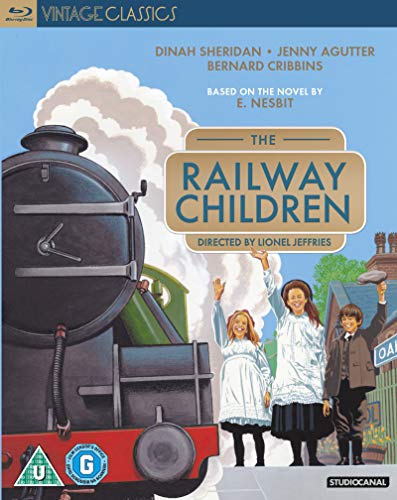 The Railway Children" Blu-ray cover with a steam train and children waving.
