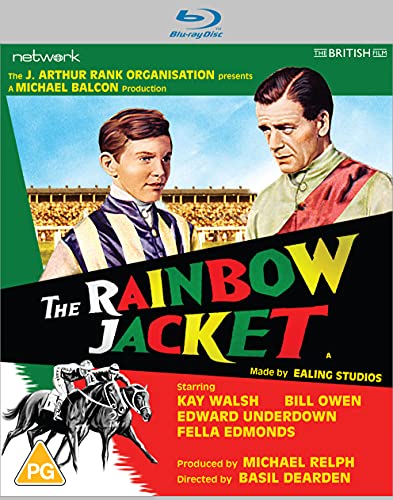 The Rainbow Jacket" Blu-ray cover featuring two jockeys and a horse race.