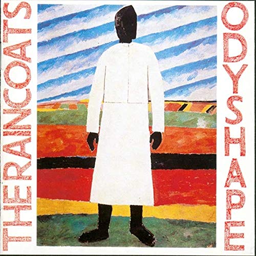 Album cover for The Raincoats’ “Odyshape” featuring a figure in a landscape.