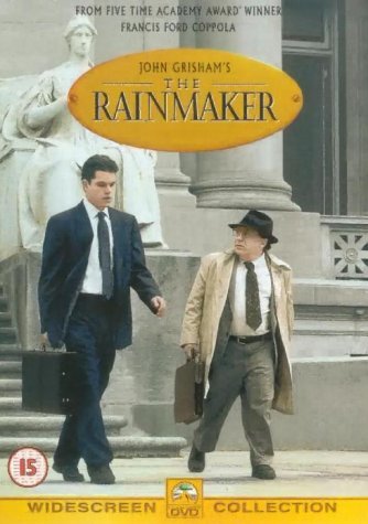 DVD cover for "The Rainmaker" featuring two men walking near a statue.