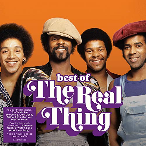 "CD cover featuring four smiling men against an orange background with purple text overlay."