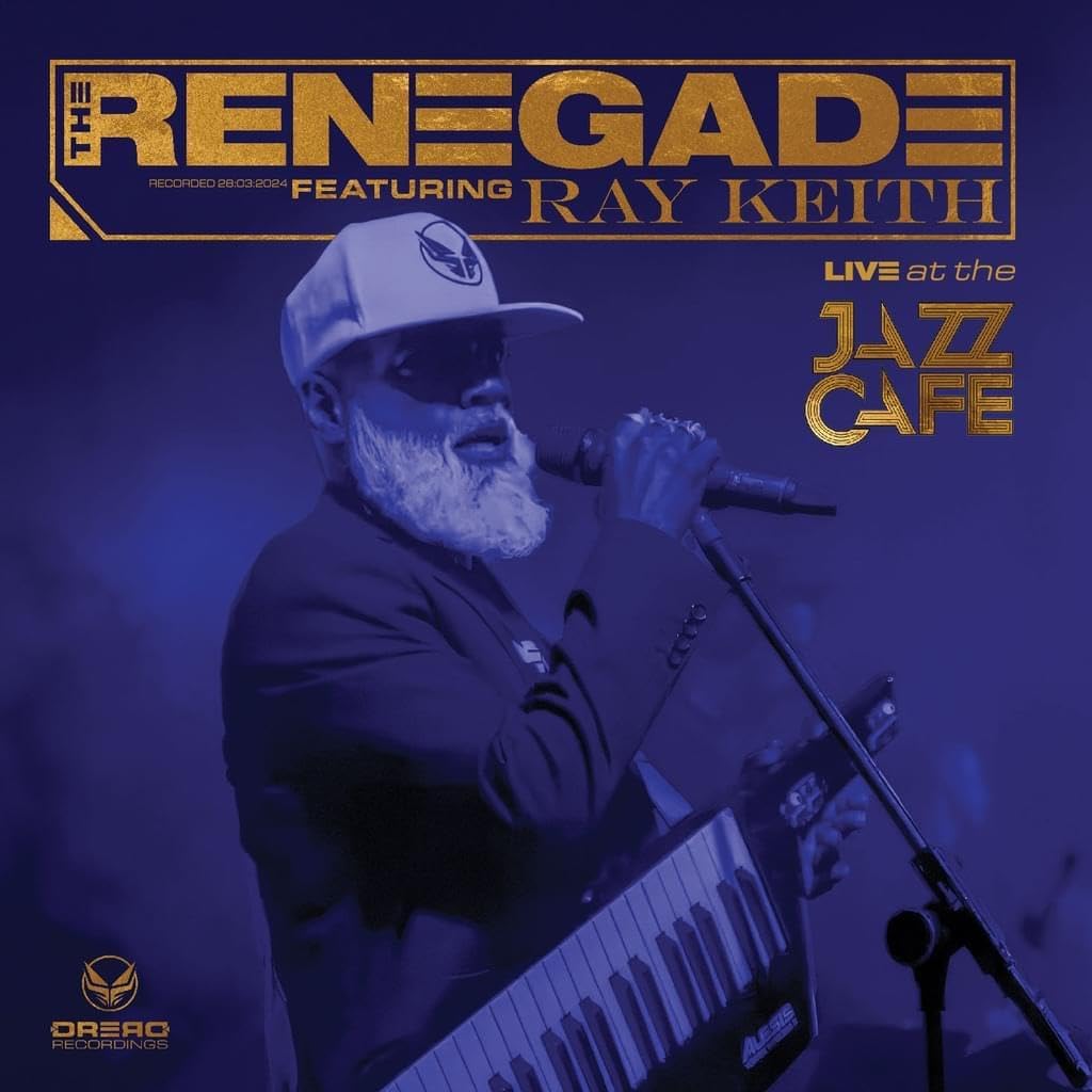 CD cover: Ray Kei performing live at the Jazz Cafe, blue tones.