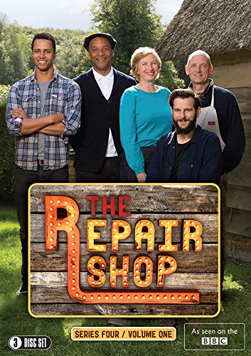 DVD cover for "The Repair Shop: Series Four" featuring five people standing outside a cottage.
