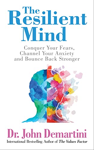 Book cover: "The Resilient Mind" with a watercolor brain illustration.