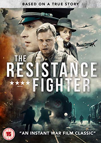 DVD cover for "The Resistance Fighter" with men and war scenes.