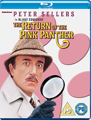 Blu-ray cover for The Return of the Pink Panther featuring Inspector Clouseau with magnifying glass.