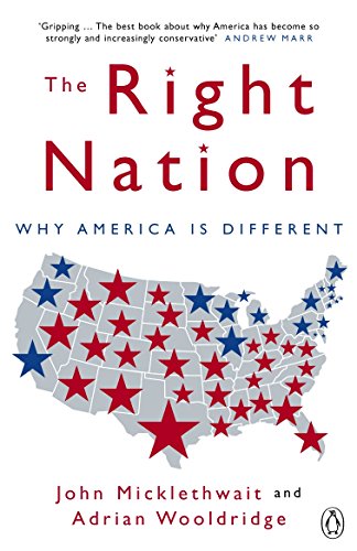 Book cover: "The Right Nation" with a map of the United States.