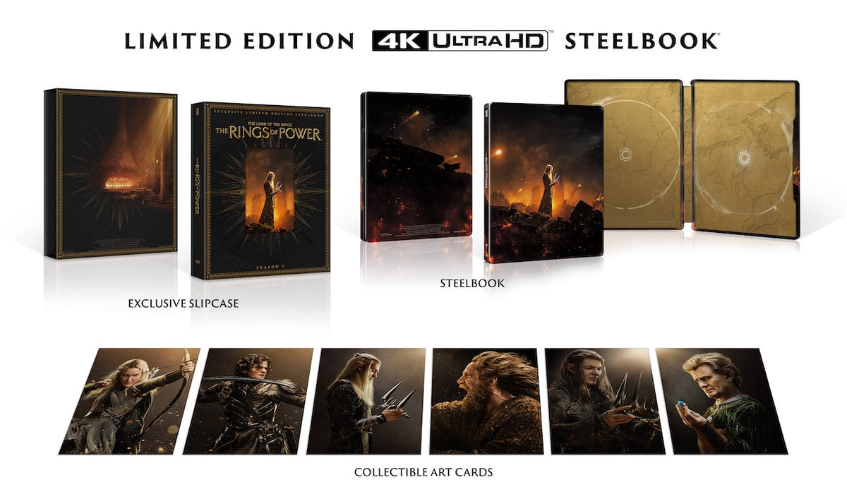 “The Rings of Power” Season 2 4K UHD Steelbook with collectible art cards.