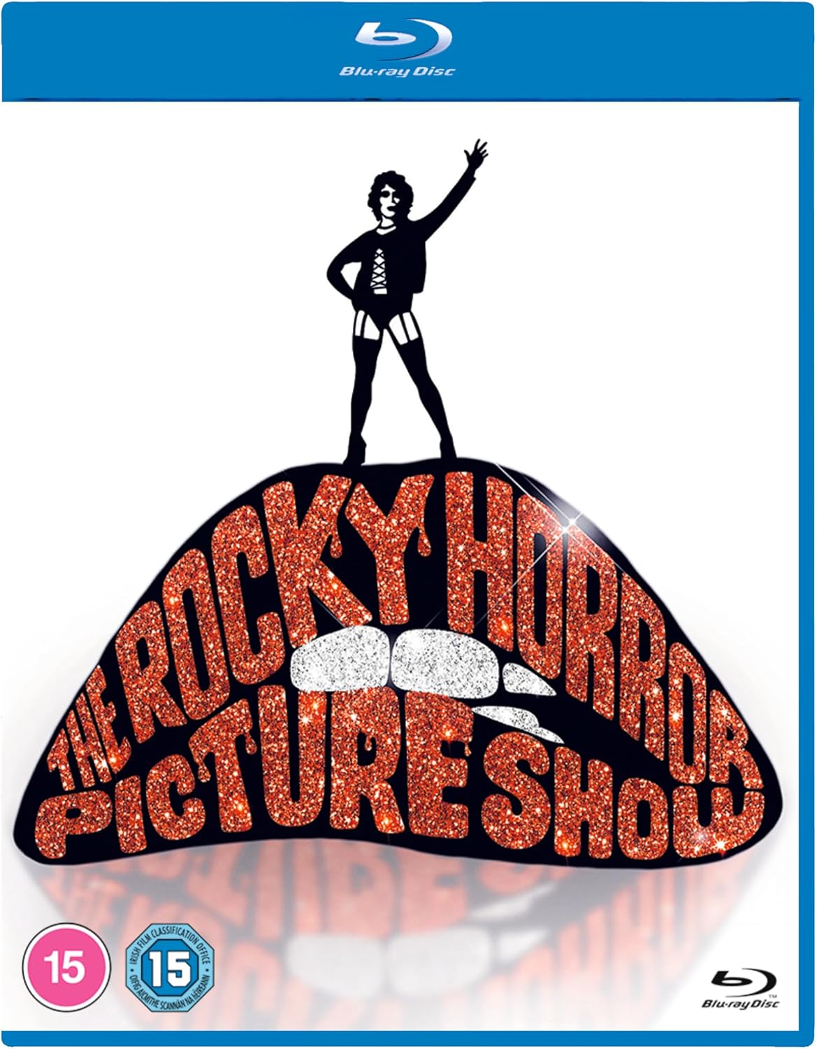Blu-ray cover for "The Rocky Horror Picture Show" featuring lips and a figure.