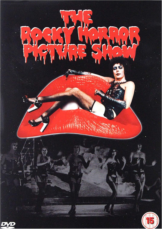 "The Rocky Horror Picture Show" DVD cover featuring a woman on a giant red lip.