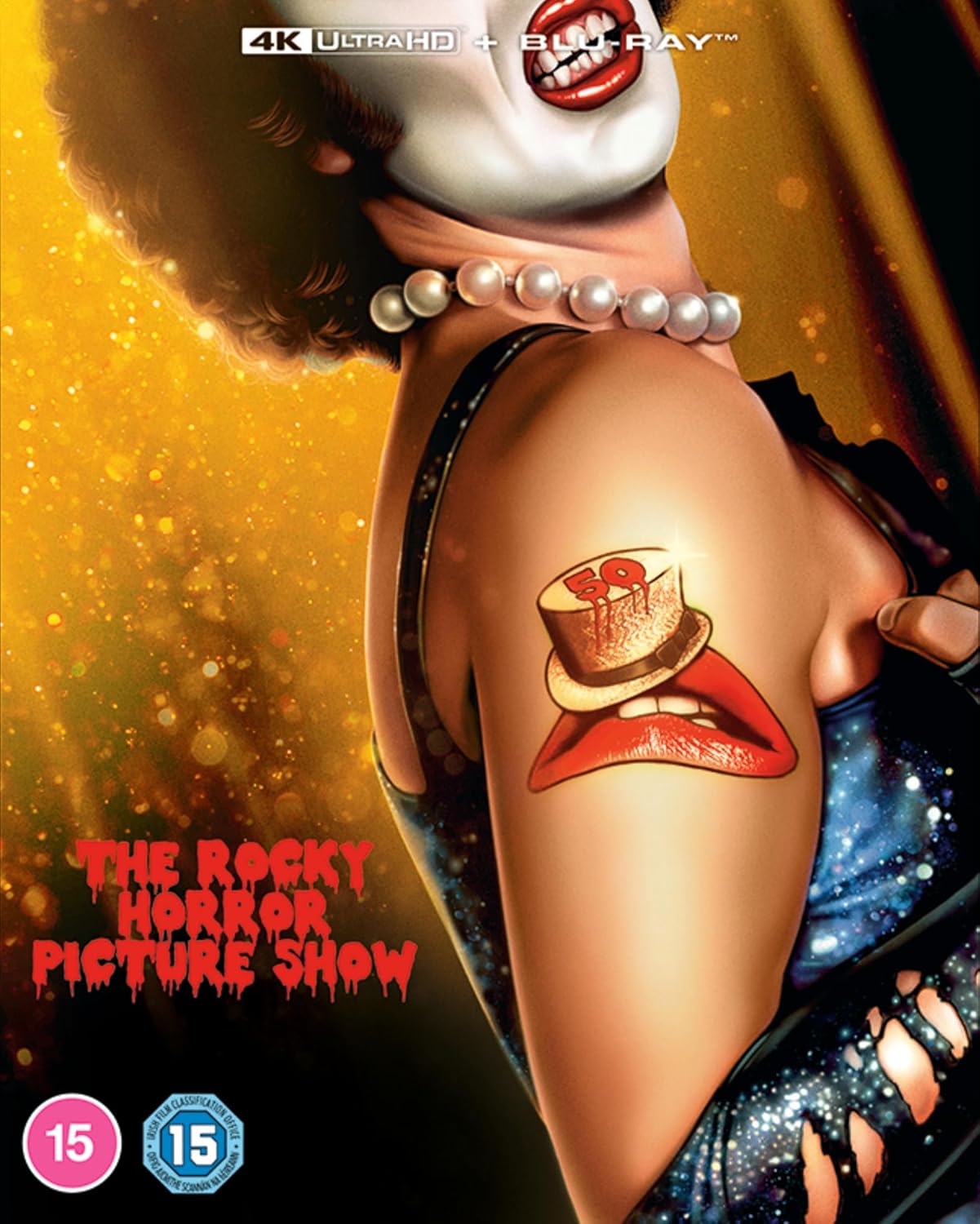 Blu-ray cover for "The Rocky Horror Picture Show" featuring lips and arms.