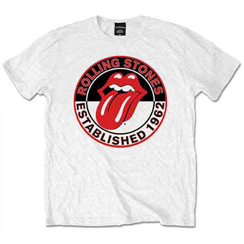 White Rolling Stones t-shirt with iconic tongue and lips logo.
