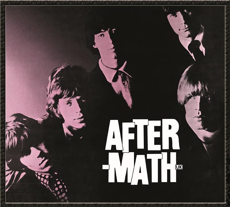 The Rolling Stones’ “Aftermath” vinyl album cover with band portraits.
