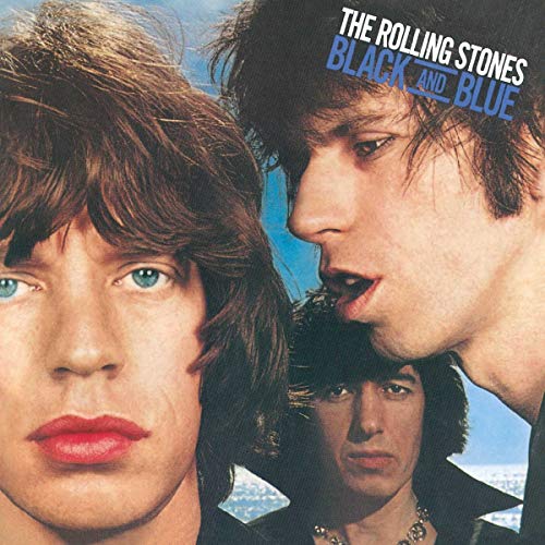 Album cover featuring close-up portraits of three Rolling Stones members against a blue background.