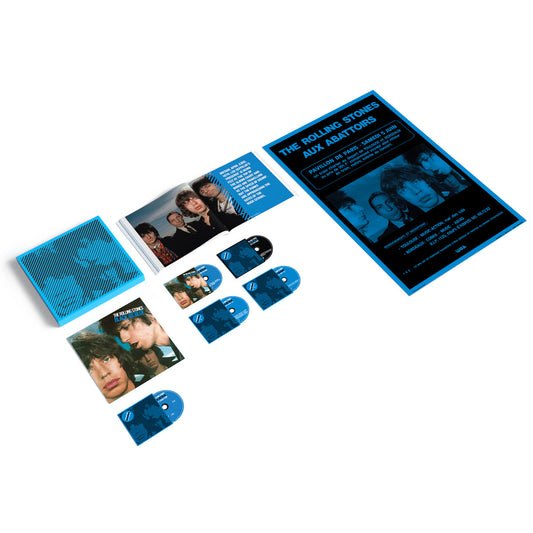The Rolling Stones Black and Blue super deluxe box set with discs and memorabilia.