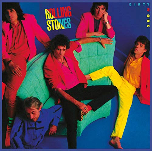 The Rolling Stones "Dirty Work" CD cover with band members lounging.