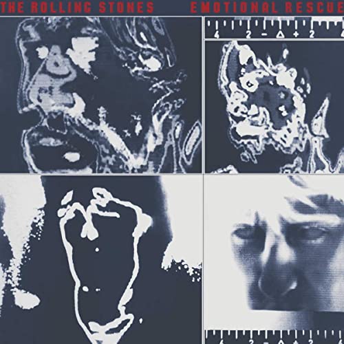 Vinyl album cover with four thermal-style, high-contrast images of faces and abstract shapes.