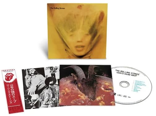 Goats Head Soup" CD by The Rolling Stones with goat imagery and insert photos.