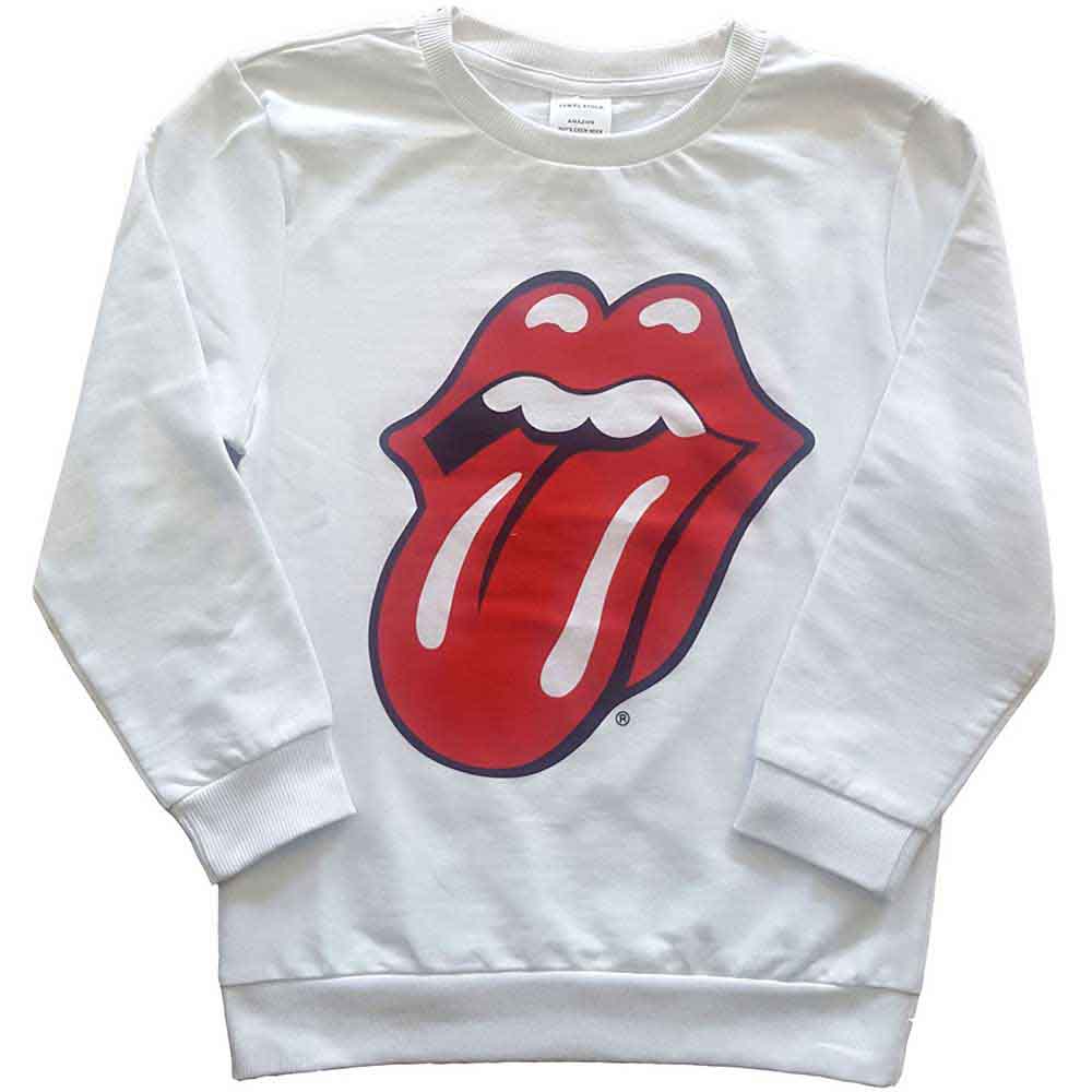 Blue kids' sweatshirt featuring The Rolling Stones' iconic red tongue logo.
