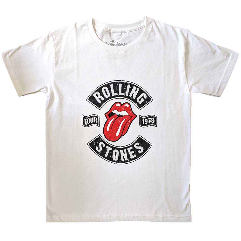 Kids’ gray t-shirt featuring The Rolling Stones 1978 US tour logo.