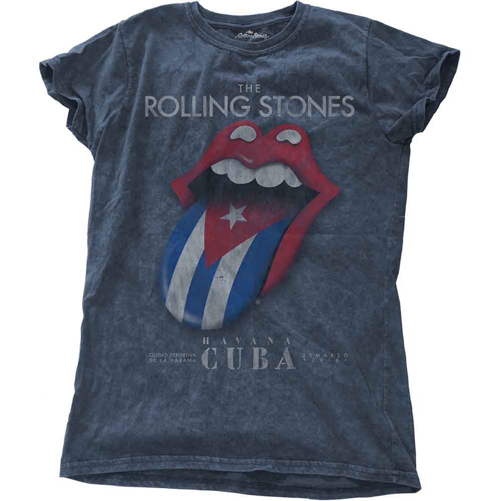 Blue Rolling Stones t-shirt with Havana Cuba tongue and lips design.