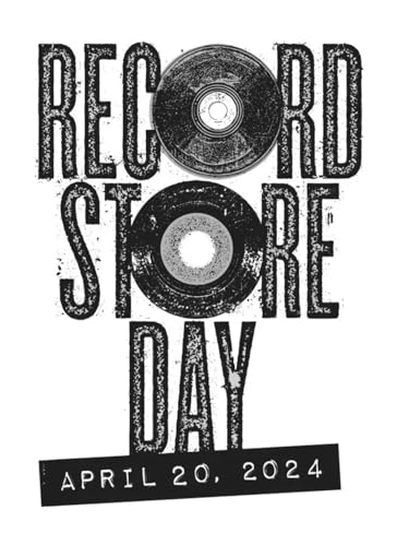 Black and white graphic with vinyl records and "Record Store Day" text.