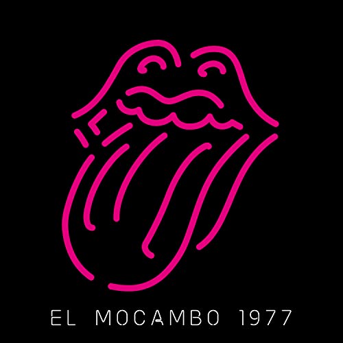 Pink Rolling Stones tongue and lips logo over black, with "El Mocambo 1977".