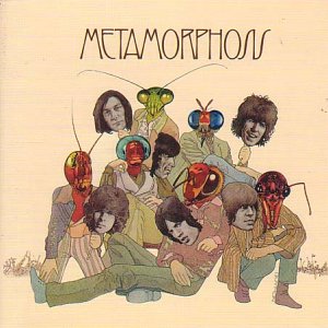The Rolling Stones' 'Metamorphosis' vinyl album cover features a surreal, illustrated group portrait.