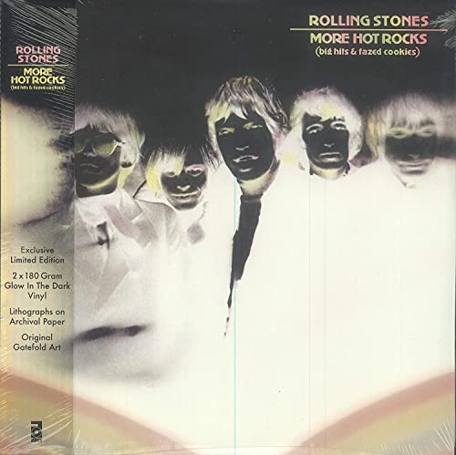 Rolling Stones “More Hot Rocks” vinyl album cover with faded band portraits.