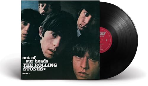 The Rolling Stones "Out of Our Heads" vinyl record with band portrait.