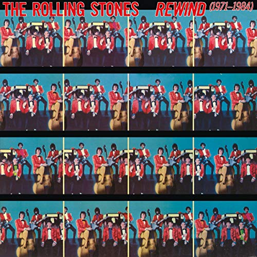 The Rolling Stones “Rewind” CD cover with repeating band images.