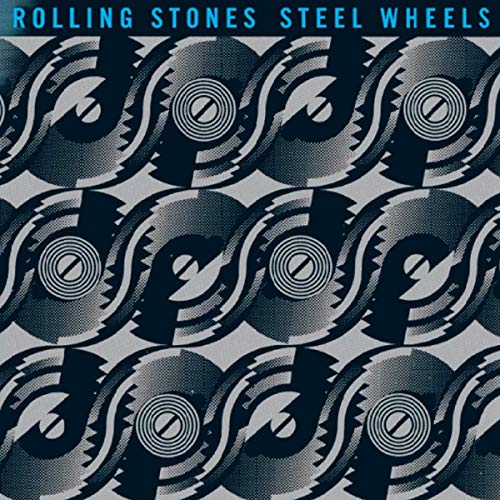 The Rolling Stones “Steel Wheels” album cover, repeating blue and gray saw blade pattern.