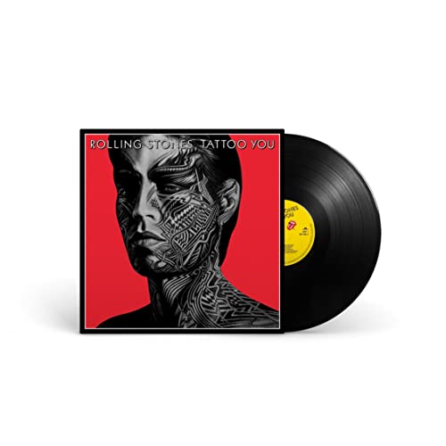 The Rolling Stones Tattoo You vinyl album cover and a black vinyl record.