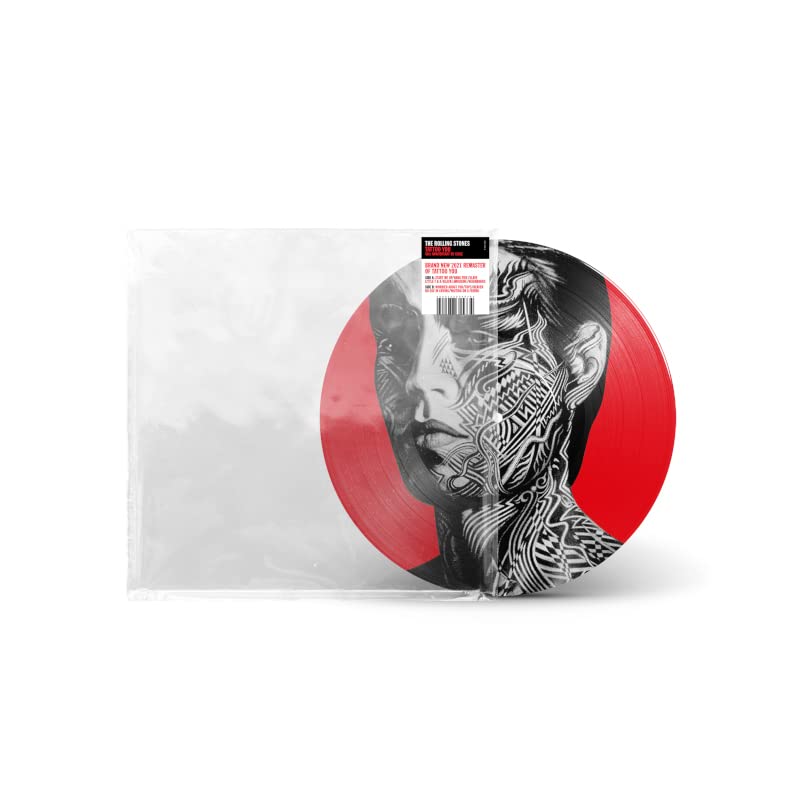 The Rolling Stones Tattoo You vinyl record with black and white face art.