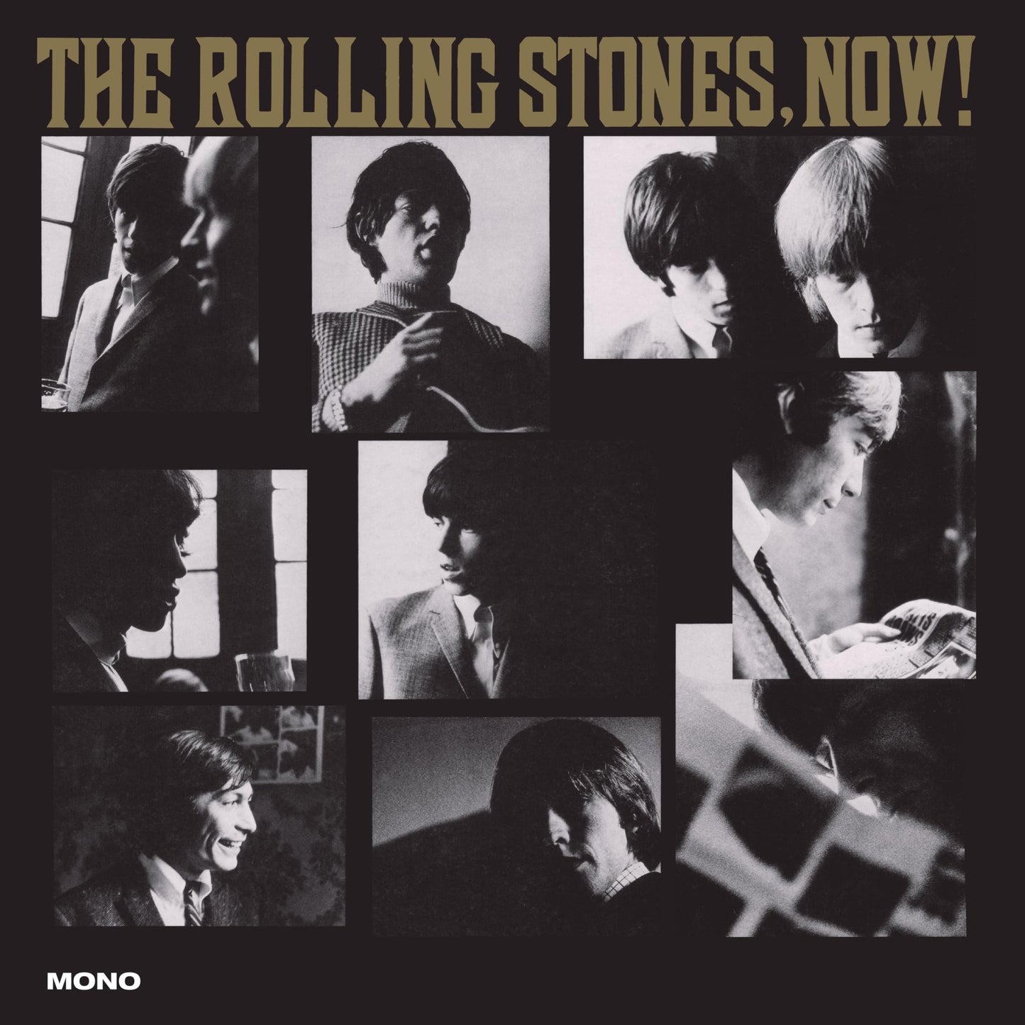 Black and white album cover featuring portraits of The Rolling Stones.