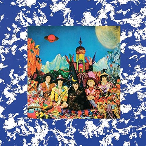 The Rolling Stones' "Their Satanic Majesties Request" album cover, psychedelic art.