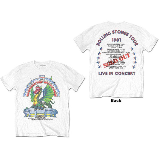 Black unisex t-shirt featuring a Rolling Stones 81 Tour dragon graphic on the back.