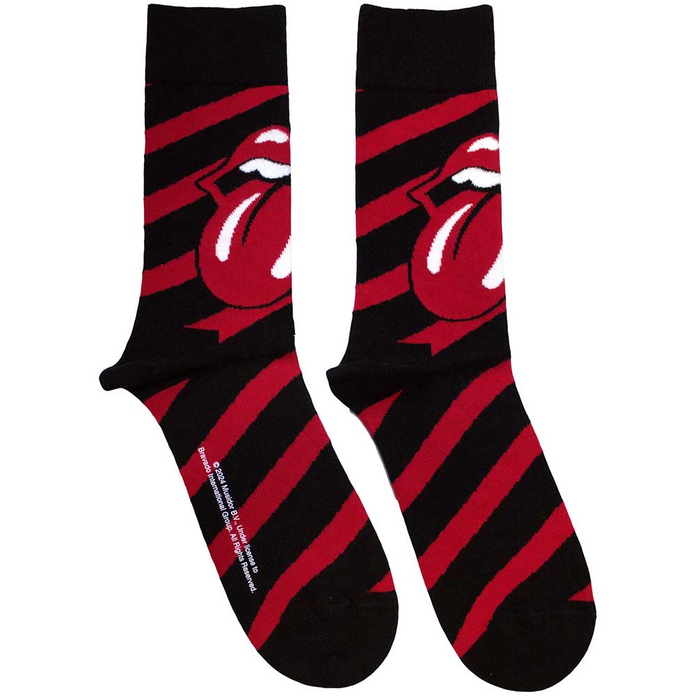 Striped ankle socks featuring The Rolling Stones logo, UK size 7-11.