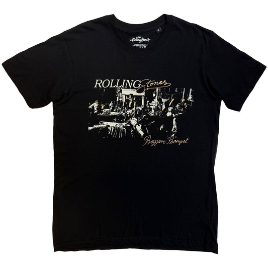 Black t-shirt with white “Beggars Banquet” album cover graphic.