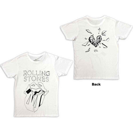 Black unisex t-shirt featuring a white outline of the Rolling Stones tongue logo.