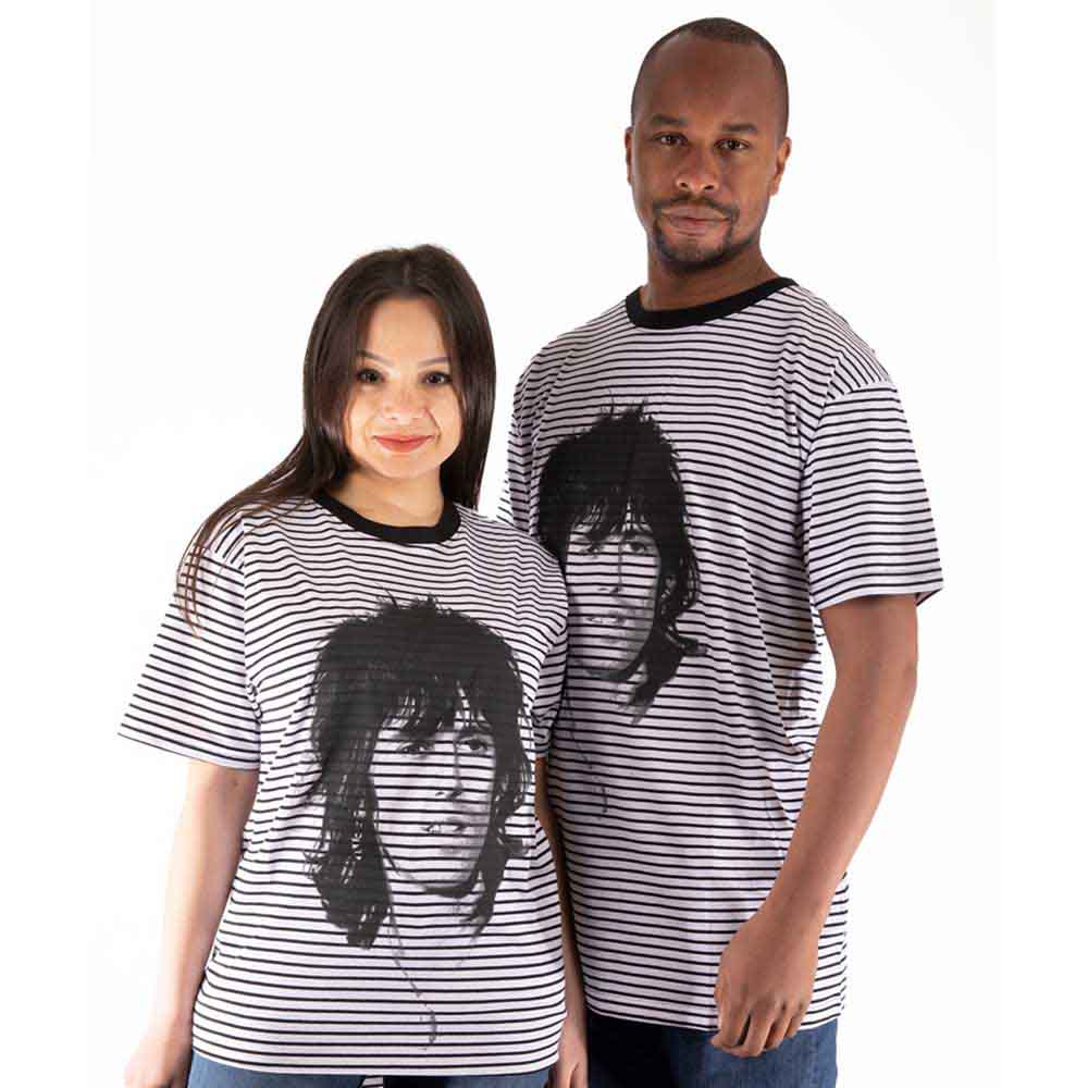 Rolling Stones t-shirt featuring a striped portrait of Keith Richards, size small.