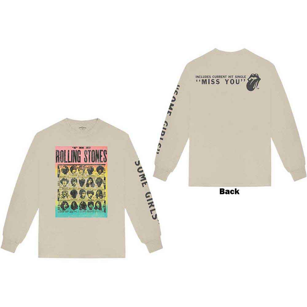 Long sleeve black t-shirt with Rolling Stones “Some Girls” design on back & sleeves.