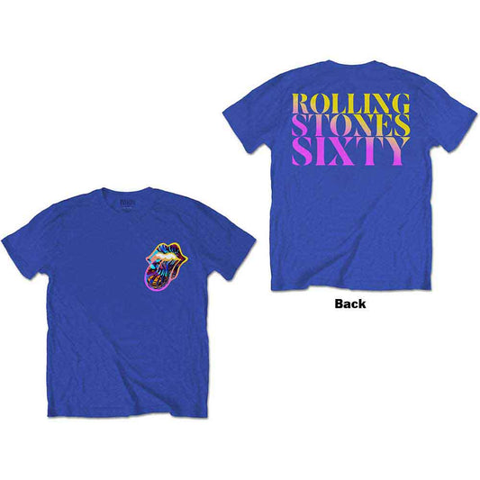 Medium fit Rolling Stones t-shirt with gradient "Sixty" text on back.