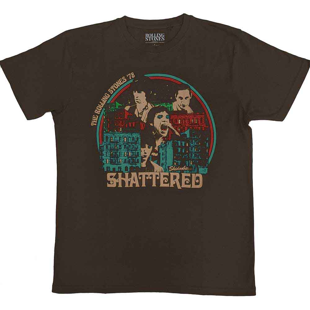 Black unisex t-shirt featuring the Rolling Stones Some Girls album cover collage graphic.